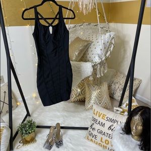 Black bondage dress with cross neck straps size s